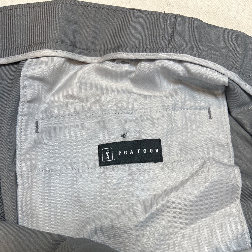 PGA Tour Mens Golf Pants Grey Flat Front Straight Leg 40x32 RT25529 Performance - Picture 6 of 9